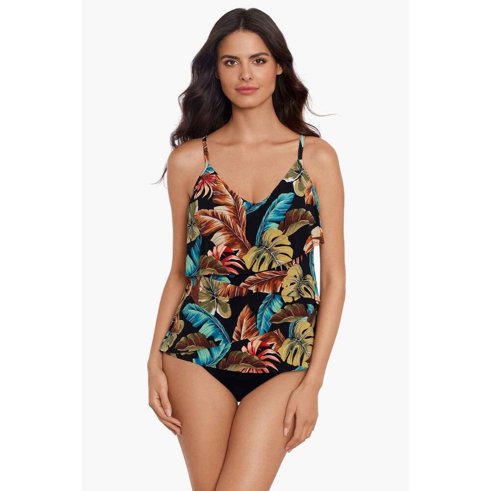 Magicsuit Chloe Black/Multi Tankini Top in Aloe Size 12 NWT